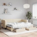 vidaXL Lit de jour avec gigogne et tiroirs sans matelas crème 80x200cm