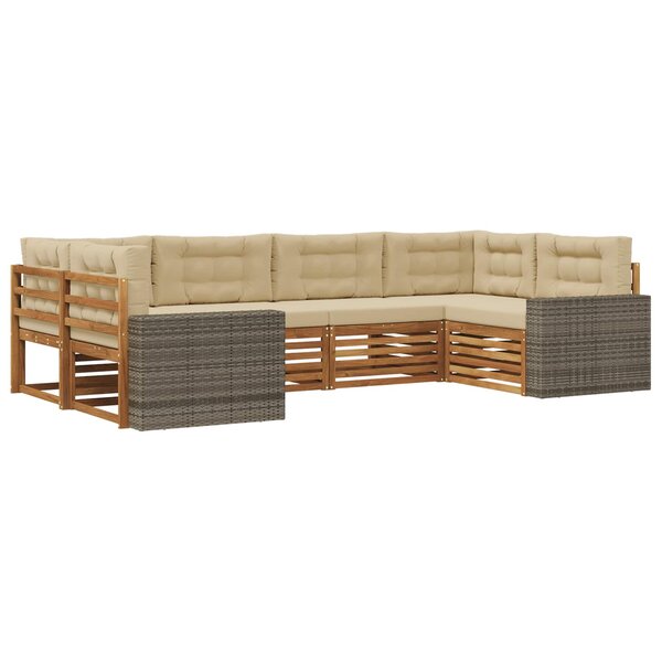 vidaXL Ensemble de canapés d'extérieur 6 pc Naturel et Beige