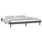 vidaXL Cadre de lit à LED gris 140x190 cm bois massif