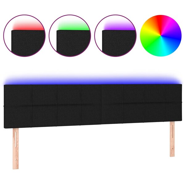 vidaXL Tête de lit à LED Noir 160x5x78/88 cm Tissu