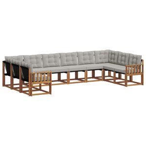 vidaXL Ensemble de canapés d'extérieur 10 pc Gris Naturel et Clair