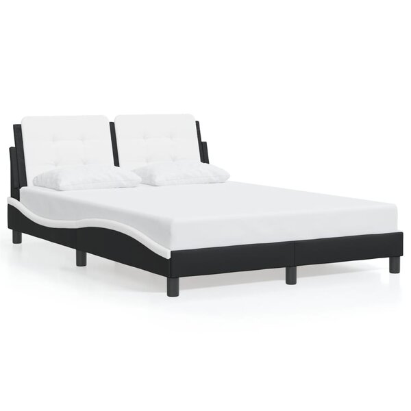 vidaXL Cadre de lit sans matelas Zadar noir et blanc 140x190 cm similicuir