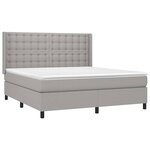 vidaXL Sommier à lattes de lit matelas LED Gris clair 180x200 cm Tissu