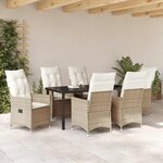 vidaXL Ensemble de salle à manger pour jardin 7 Pièces Beige polyrotin