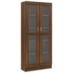 vidaXL Armoire à vitrine Chêne brun 82 5x30 5x185cm Bois ingénierie