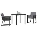 vidaXL Ensemble de salle à manger pour jardin 3 Pièces Noir