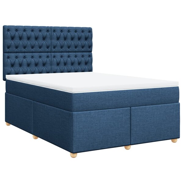 vidaXL Sommier à lattes de lit avec matelas Bleu 160x200 cm Tissu