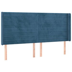 vidaXL Tête de lit avec oreilles Bleu foncé 163x16x118/128 cm Velours