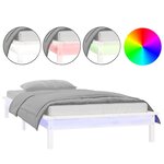vidaXL Cadre de lit à LED blanc 90x190 cm simple bois massif