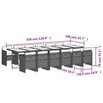 vidaXL Ensemble à manger de jardin avec coussins 13 Pièces marron rotin