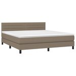 vidaXL Sommier à lattes de lit et matelas et LED Taupe 160x200cm Tissu