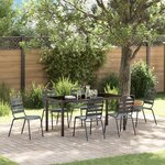 vidaXL Set de jardin 7 pièces en acier gris foncé