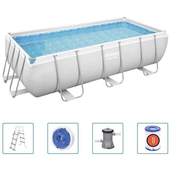 Bestway Ensemble de piscine Power Steel rectangulaire 404x201x100 cm