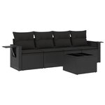 vidaXL Salon de jardin 5 Pièces avec coussins noir résine tressée