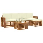 vidaXL Ensemble de canapés d'extérieur 6 pc Naturel et Crème