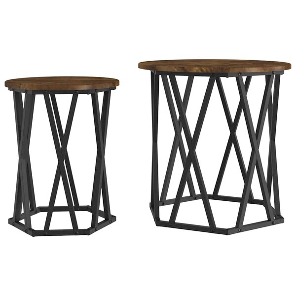 vidaXL Table basse 2 Pièces Chêne fumé 50 x 50 x 50 cm