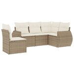vidaXL Salon de jardin avec coussins 5 Pièces beige résine tressée
