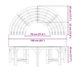 Banc d'extérieur en bois solide d'eucalyptus demi-rond de 160 cm vidaXL