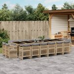 vidaXL Ensemble à manger de jardin et coussins 17 Pièces mélange beige