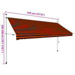 vidaXL Auvent manuel rétractable 350 cm Orange et marron