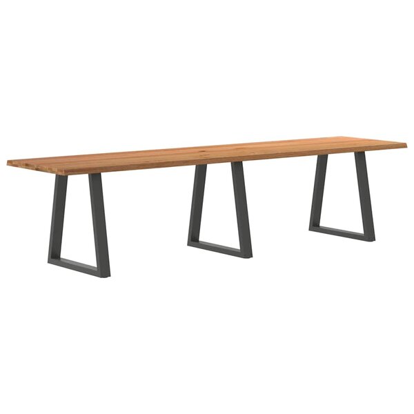 vidaXL Table à manger avec bord naturel 320x80x74 cm bois massif chêne