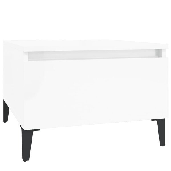vidaXL Table d'appoint Blanc brillant 50x46x35 cm Bois d'ingénierie