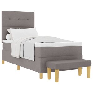 vidaXL Lit à ressorts avec coussin Taupe 200 x 100 cm tissu
