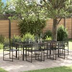 vidaXL Ensemble de salle à manger de jardin 9 pièces en rattan synthétique noir