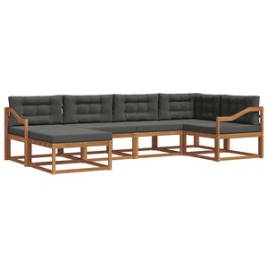vidaXL Ensemble de canapés d'extérieur 6 Pièces Naturel et Anthracite