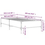 vidaXL Cadre de lit chêne fumé 100x200 cm bois d'ingénierie et métal