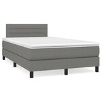vidaXL Sommier à lattes de lit matelas LED gris foncé 120x190 cm tissu