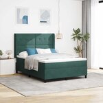 vidaXL Lit à ressorts avec matelas Vert foncé 140 x 200 cm Velours