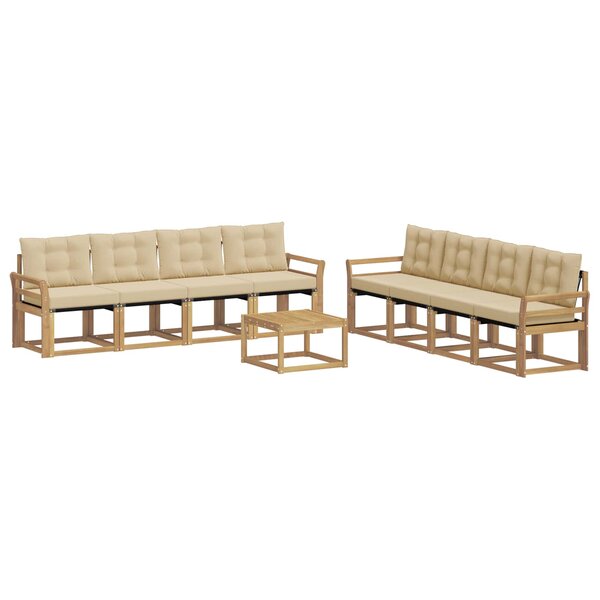 vidaXL Ensemble de canapés d'extérieur 9 pc Blanc et Beige