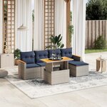 vidaXL Salon de jardin 6 Pièces avec coussins gris résine tressée