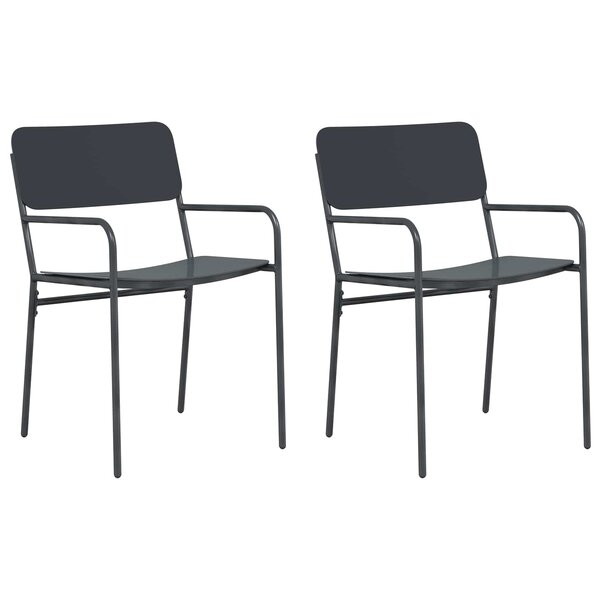 vidaXL Chaises de jardin 2 pc Anthracite Acier