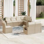 vidaXL Salon de jardin avec coussins 8 Pièces beige résine tressée