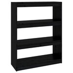 vidaXL Bibliothèque/Séparateur de pièce Noir 80x30x103 5 cm Pin massif