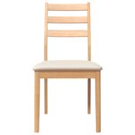 vidaXL Chaises à manger coussins 2 Pièces naturel bois massif caoutchouc