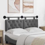 vidaXL Tête de lit suspendue Avec lumière LED Gris foncé Tissu