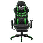 vidaXL Chaise de jeu avec repose-pied Noir et vert Cuir artificiel