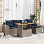 vidaXL Salon de jardin 6 Pièces avec coussins gris résine tressée