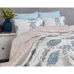 Parure de lit - housse de couette 220 x 240 + 2 taies d'oreiller 60 x 60 coton renforcé - Bleu