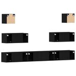 vidaXL Ensemble meuble TV 7 pièces - Mur à mur  Chêne noir  Bois reconstitué.