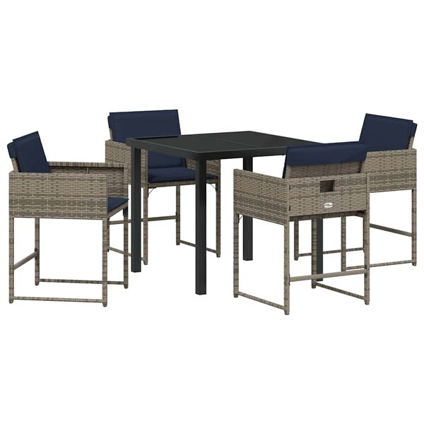 vidaXL Ensemble de salle à manger pour jardin 5 Pièces Gris Poly rotin