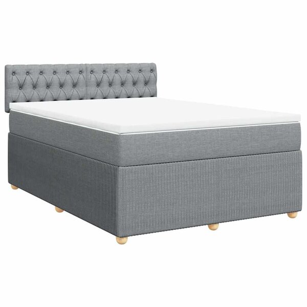 vidaXL Sommier à lattes de lit avec matelas Gris clair 140x190cm Tissu