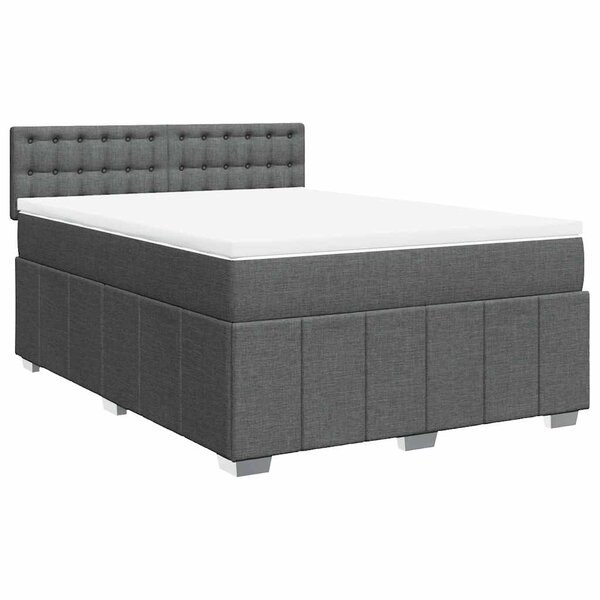 vidaXL Sommier à lattes de lit avec matelas Gris foncé 140x190cm Tissu