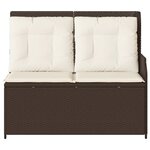 vidaXL Banc inclinable de jardin avec coussins marron résine tressée