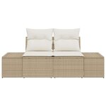 vidaXL Canapé de jardin 2 places avec coussins beige en poly rotin