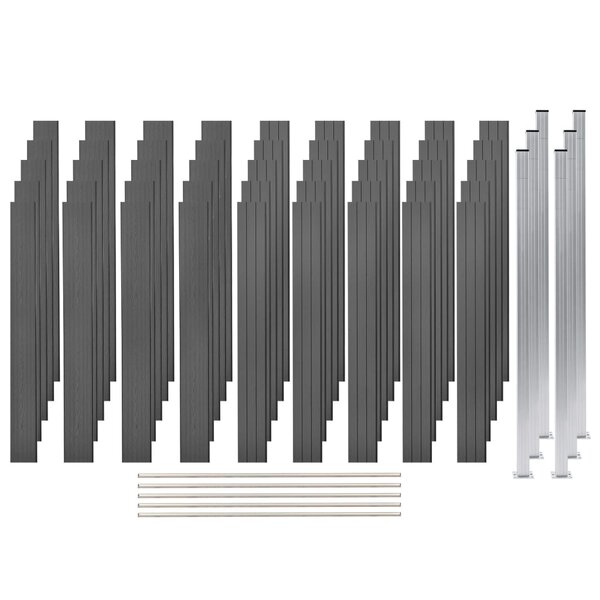 vidaXL Ensemble de clôture WPC 5 Carré 872x187 cm Gris