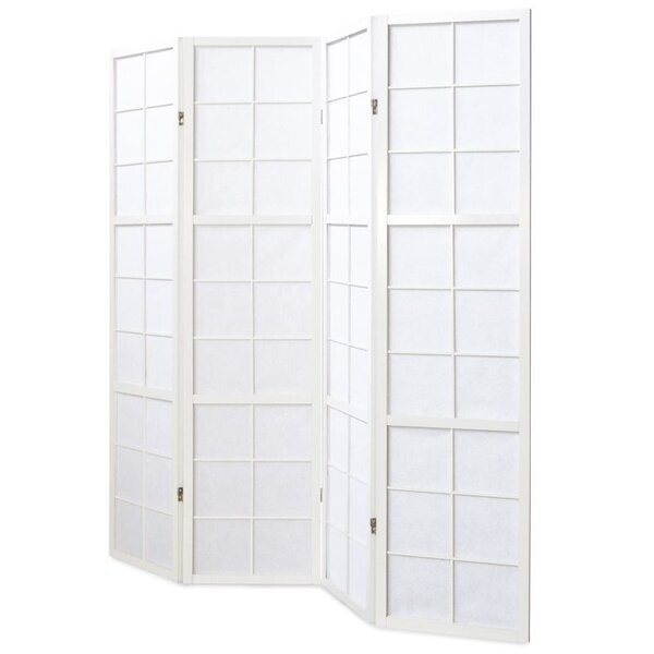 Paravent bois 4 pans blanc
